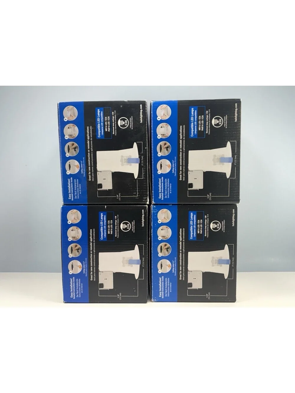 (4-Pack) HALO CEZ 4 in. Recessed Light Canless EZ-Trim Lamp-Based Direct Mount